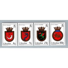 GIBRALTAR 1985 Yv 501/4 SERIE COMPLETA ESCUDOS DE ARMAS DE BARCOS DE GUERRA 11 EUROS